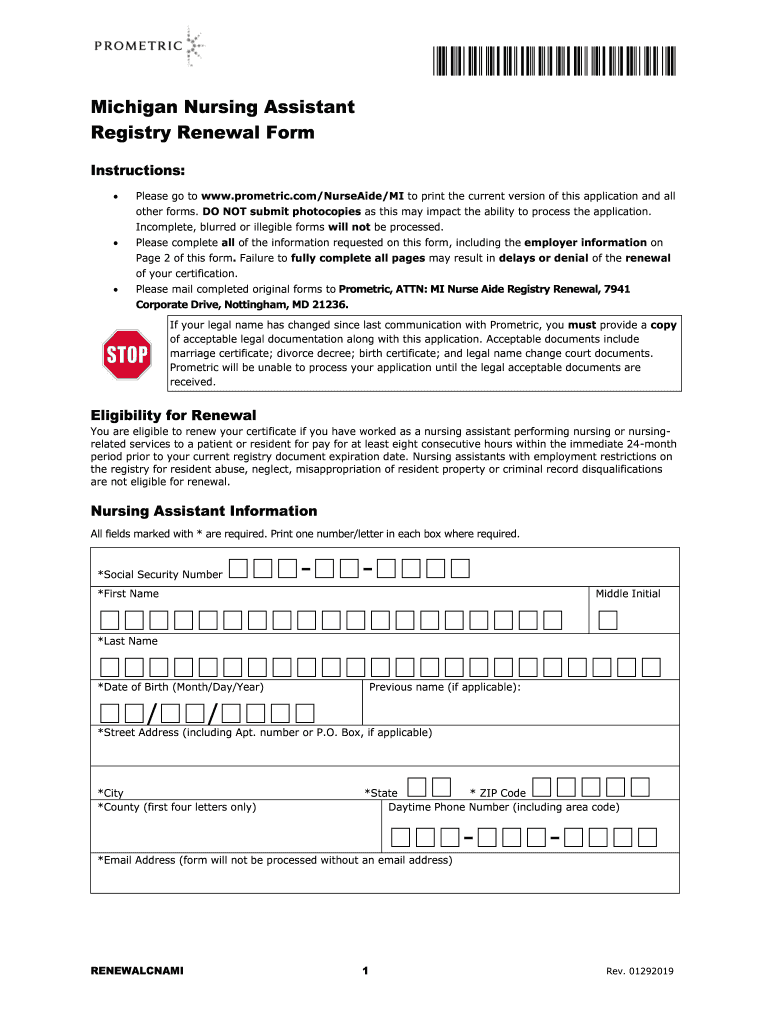  Cna Renewal Michigan 2019-2024